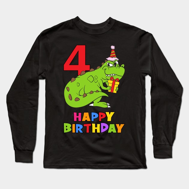 4th Birthday Party 4 Year Old Four Years Long Sleeve T-Shirt by KidsBirthdayPartyShirts